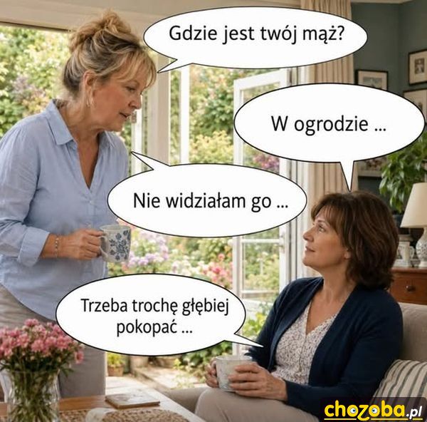 Mąż w ogrodzie